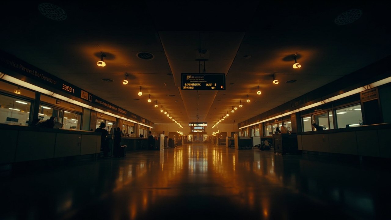 Late-night terminal, met on arrival